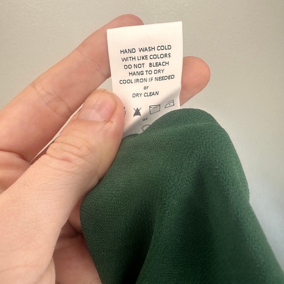 Mello Day Green Sheer Metallic Burnout Blouse Ruffle Mock Neck Long Sleeve Top - Picture 8 of 11